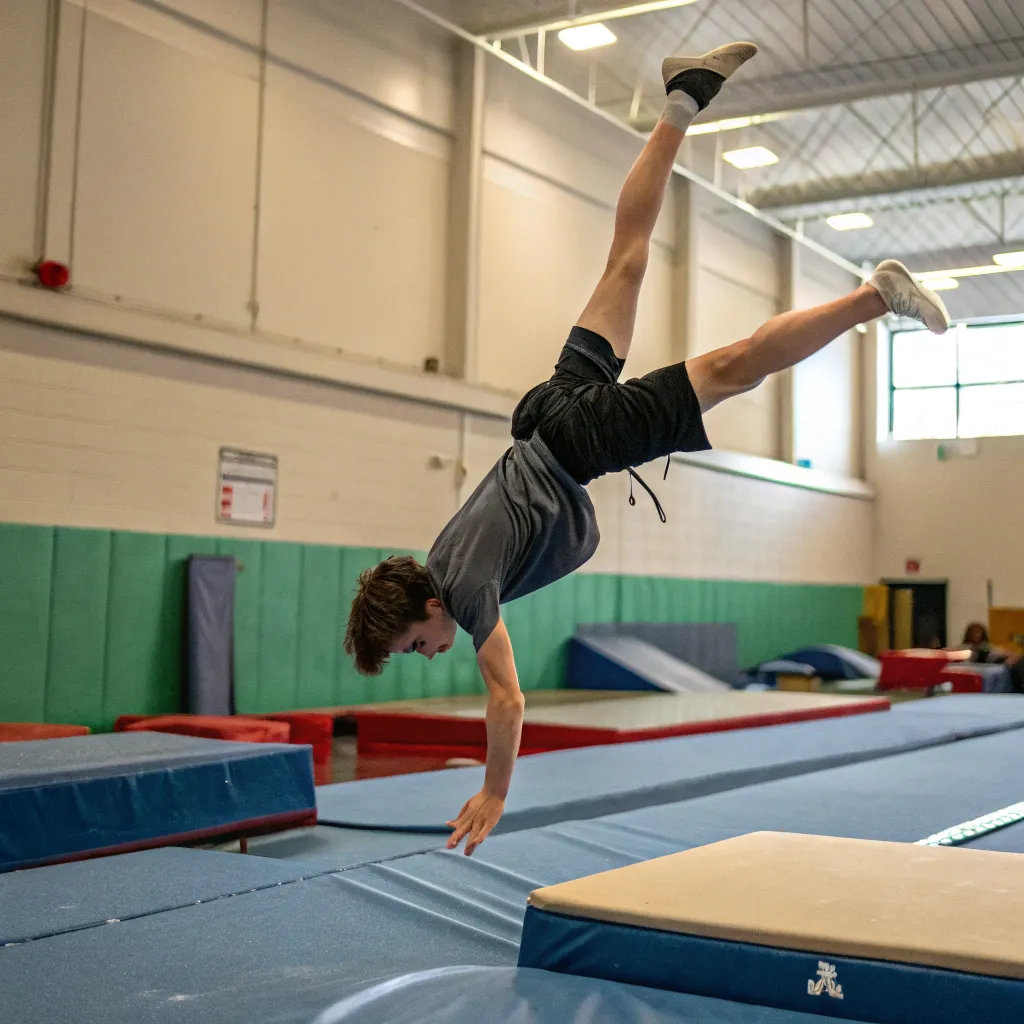 Acrobatics student performing a trick